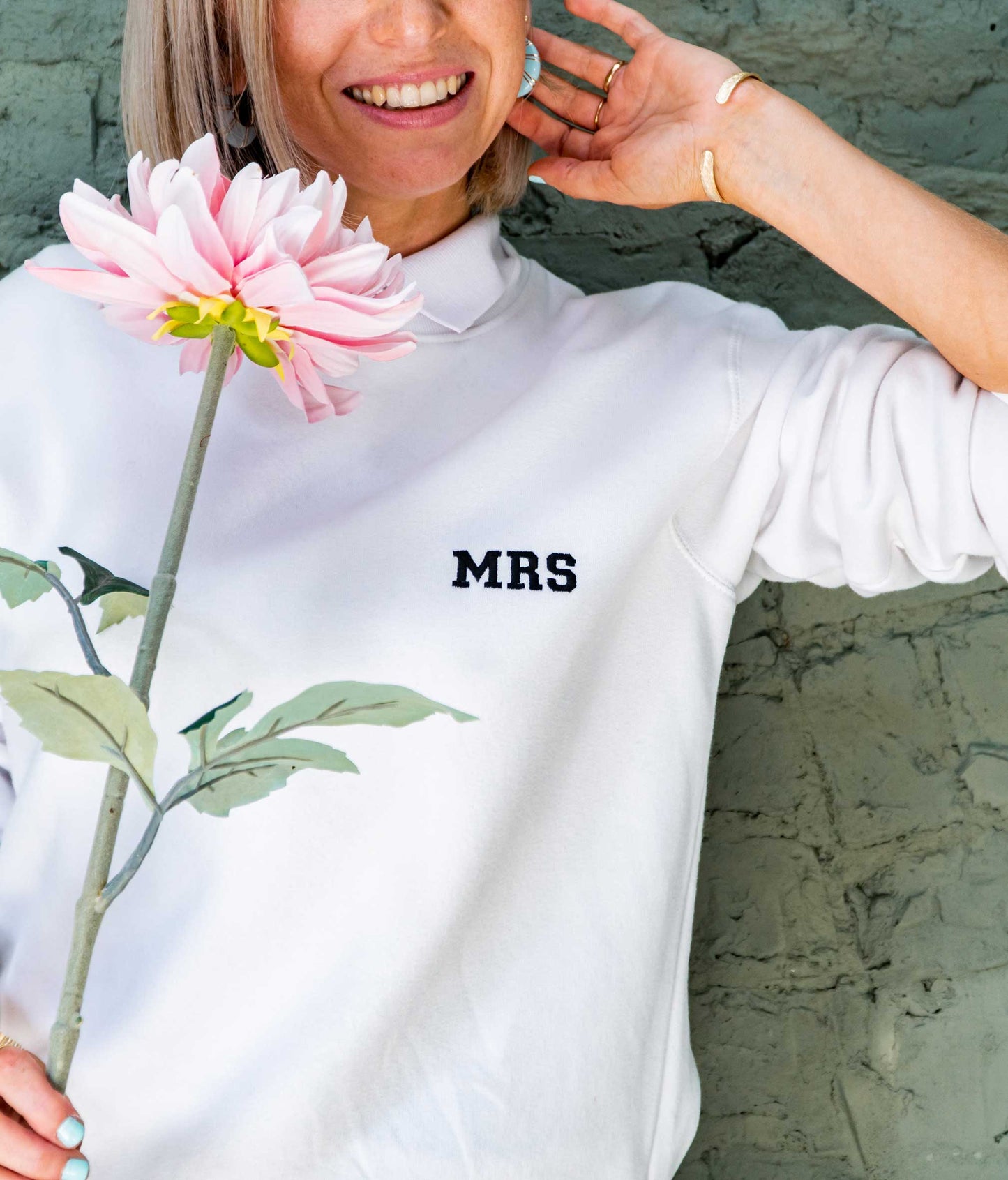 Personalised Embroidered Mrs Sweatshirt