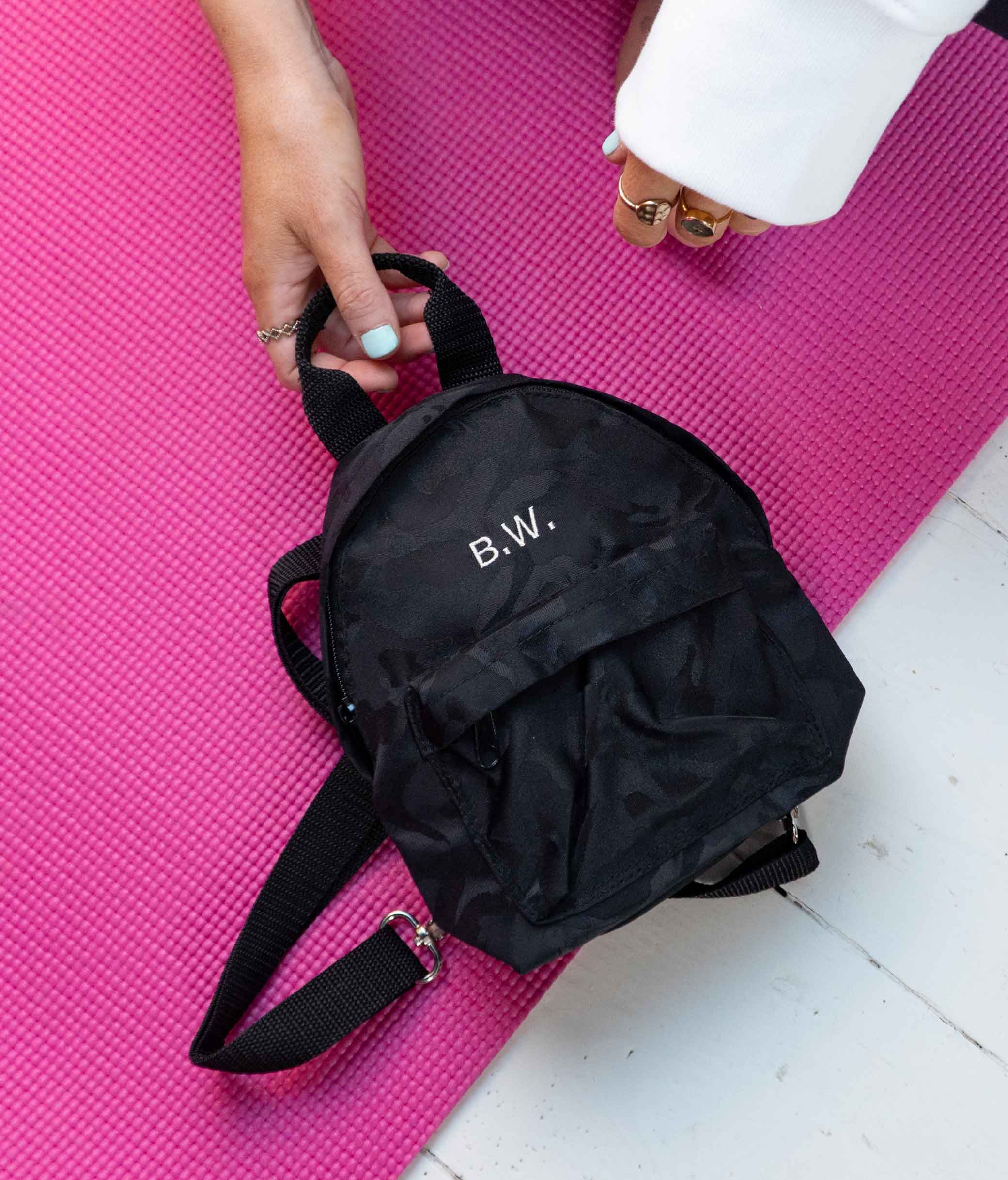 Mini backpack sales with initial