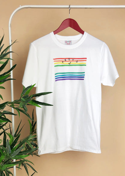 XS White Rainbow "Proud of..." Personalised T-Shirt