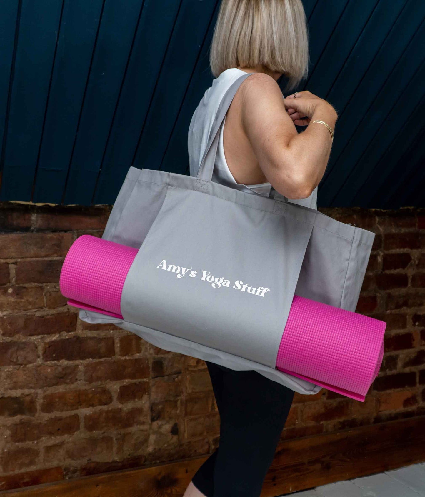 Pink Yoga Mat Bag Made With Embroidered Textile