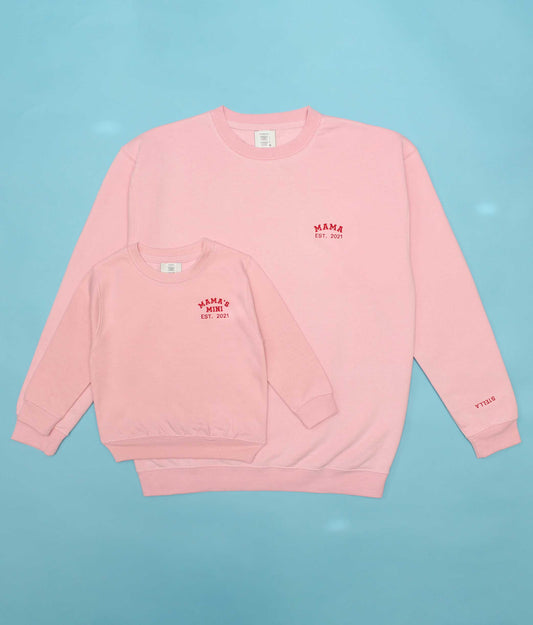 Personalised Mama And Mini Est. Year Sweatshirt Set