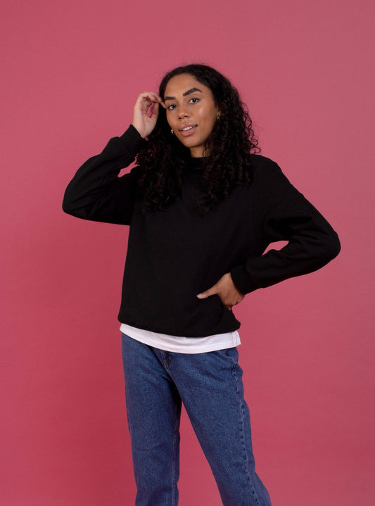 Plain Black Unisex Fairwear Sweatshirt