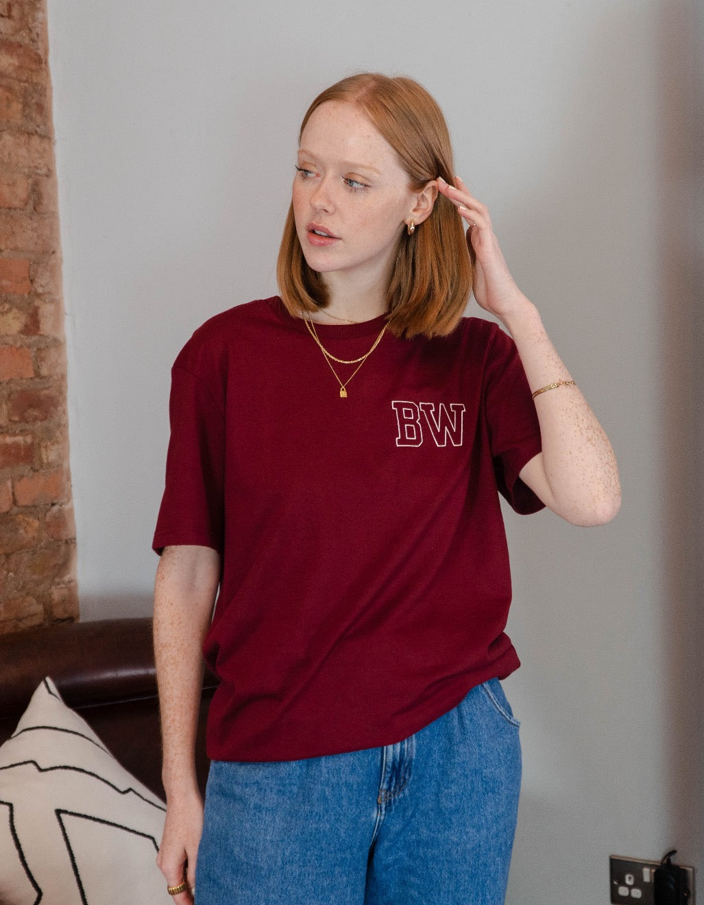 Embroidered Outline Initials T-Shirt