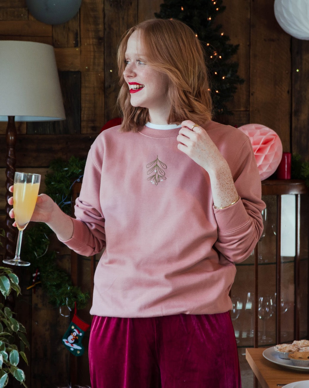 Embroidered Mistletoe Christmas Sweatshirt