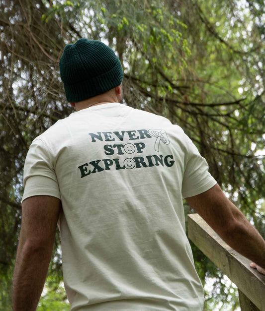 Never Stop Exploring Slogan T-shirt