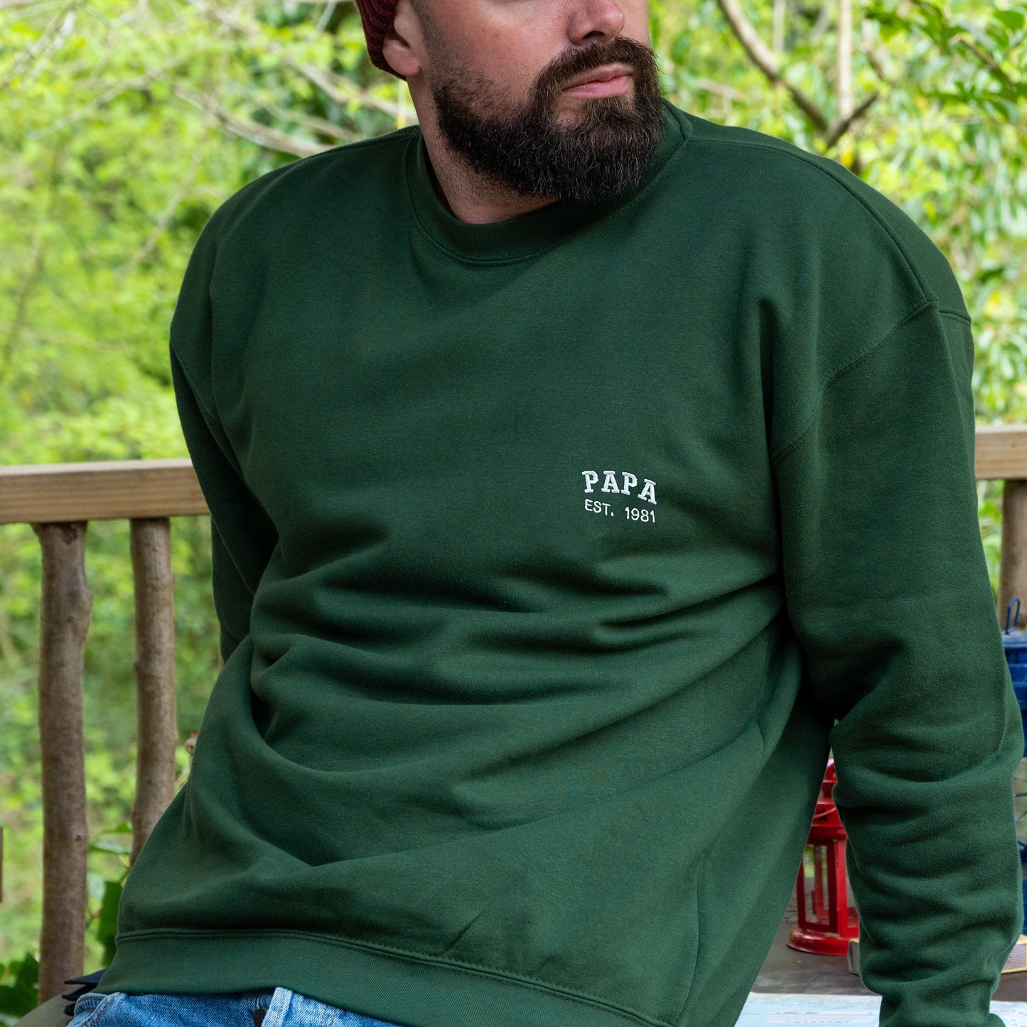 Embroidered Dad Est Year Sweatshirt
