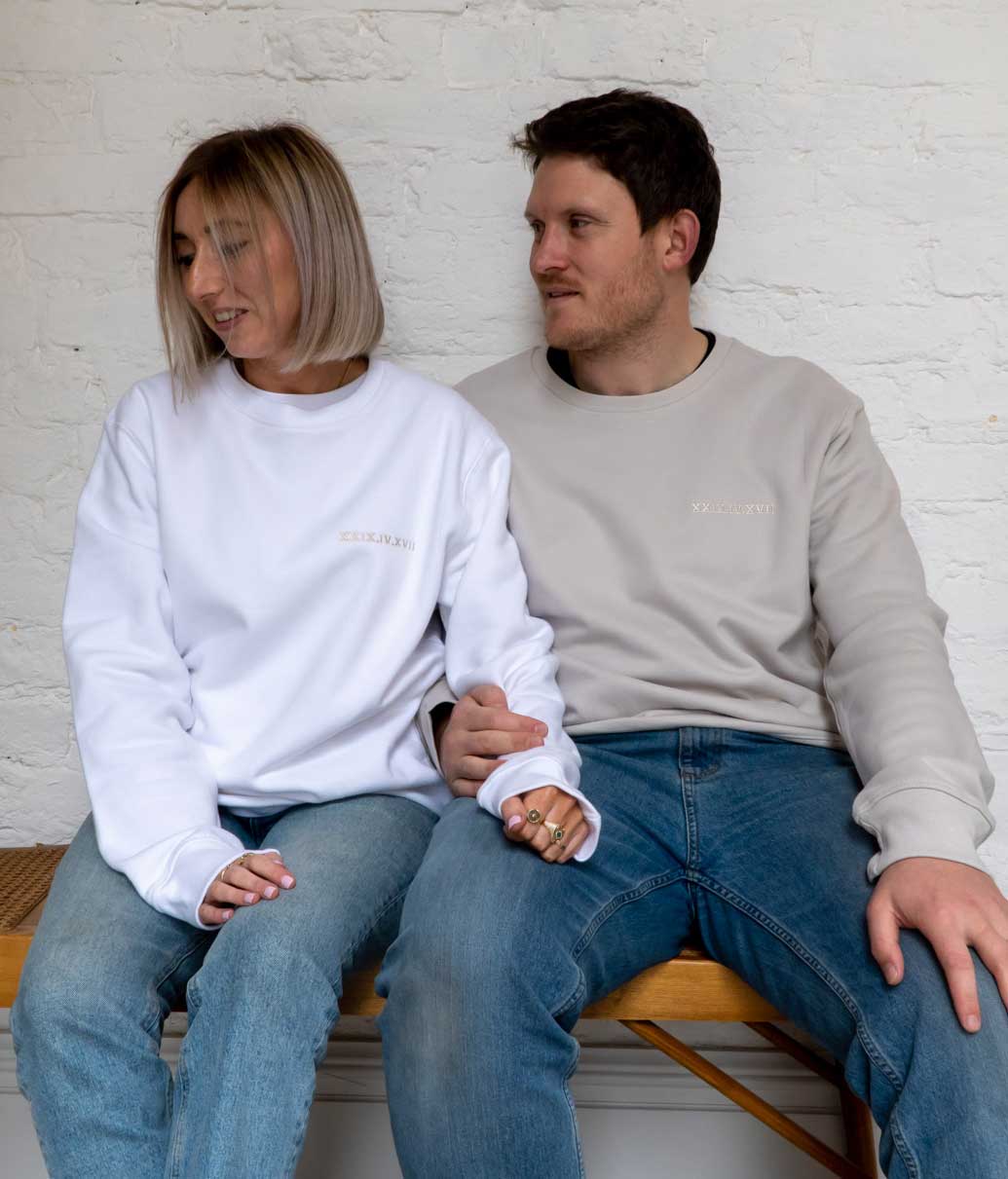 Couples Roman Numerals Unisex Sweatshirt Set