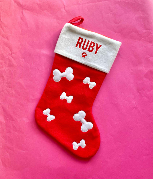 Ruby Dog Bone Christmas Stocking SALE
