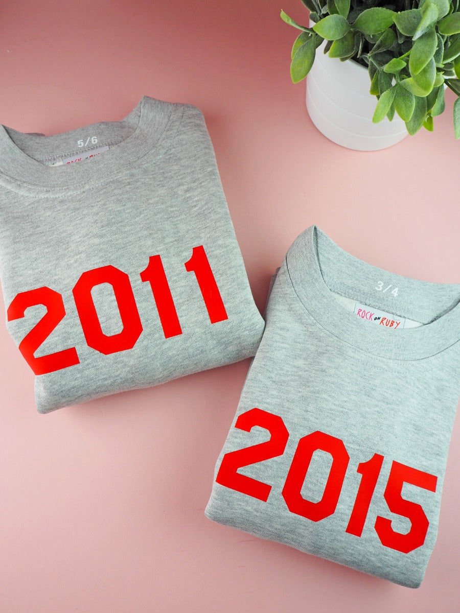 Personalised Year Adult and Kid Sweatshirt Set